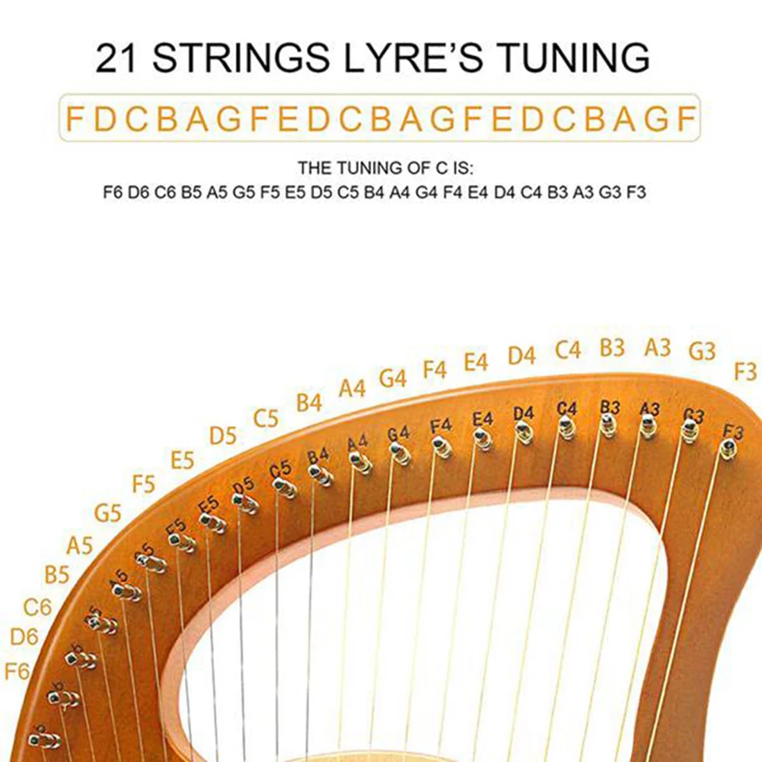 ABST 21 String Lyre Harp String Lyre String Small Harp Strings Accessories Musical Instrument 21 String Laiyaqin String