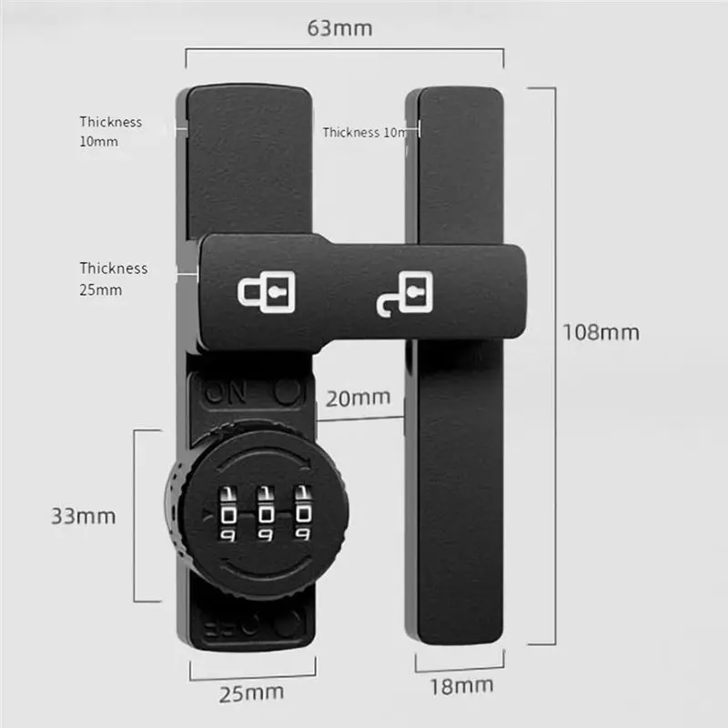 180 Degree Barn Door Lock Latch Fluorescent Secure Your Home Easily Install Keyless Entry Zinc Alloy Matte Black Easy To Use-ABQ