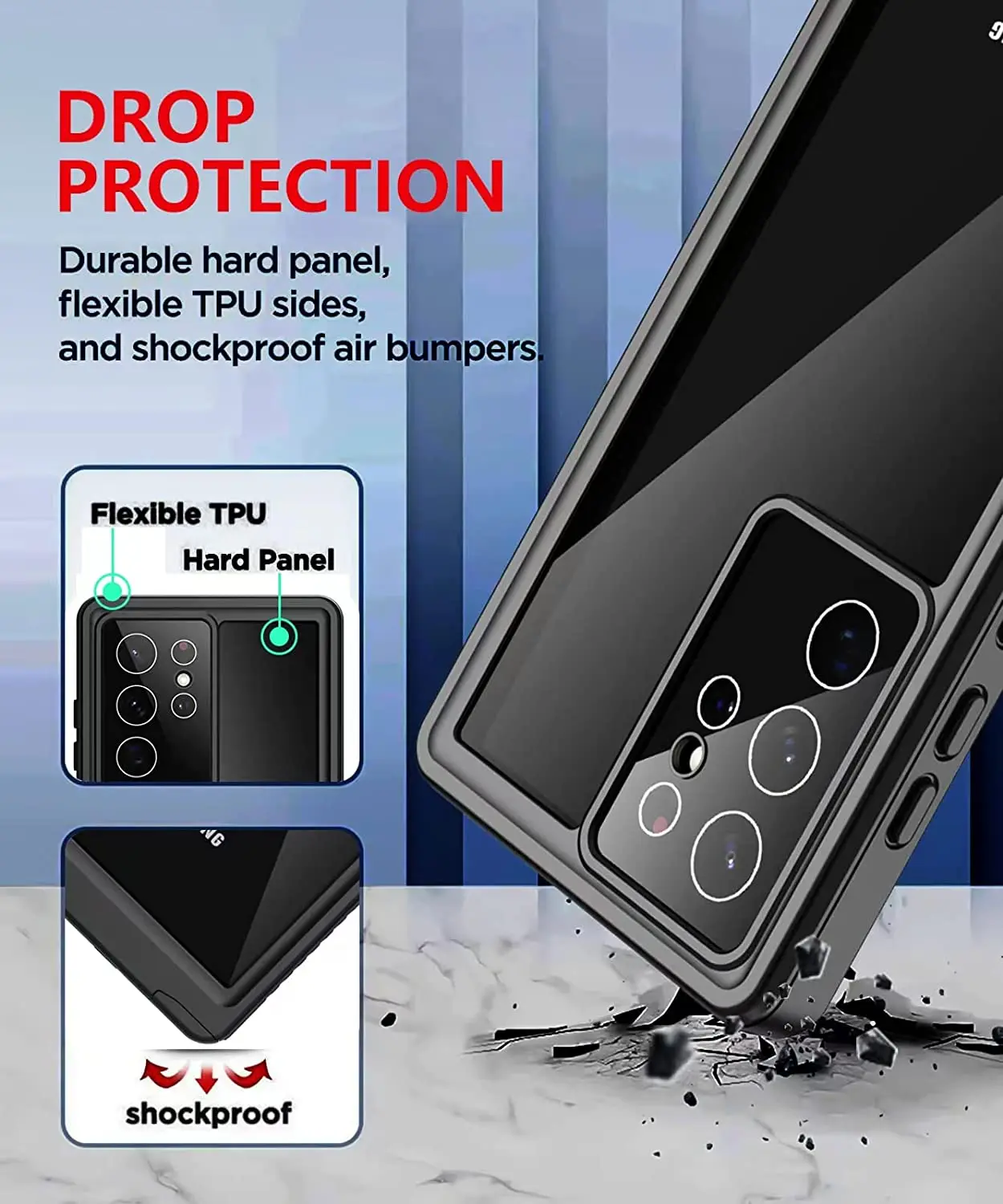 for Samsung Galaxy S22 S24 Ultra Case Waterproof,S23 Ultra Waterproof Case Shockproof Underwater Case for Samsung S23 FE Coque