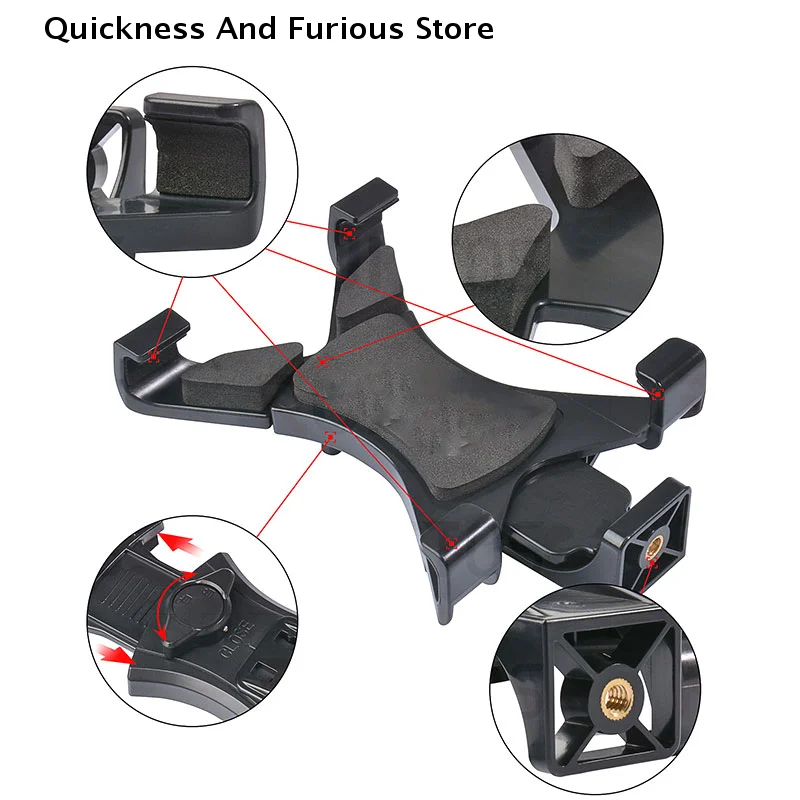 Universal Tablet Phone Tripod Mount Tilt Adjust 360°Rotating Stand Holder Clip for IPad Mini Air Pro 12.9 Xiaomi Huawei Pad Vlog