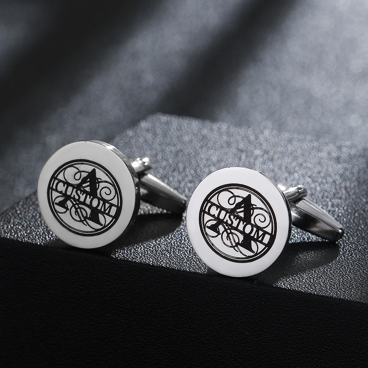 Engraved Name Letter Cufflinks Men Stainless Steel Wedding Gift Sleeve Button Art Font Modern Accessories Jewelry