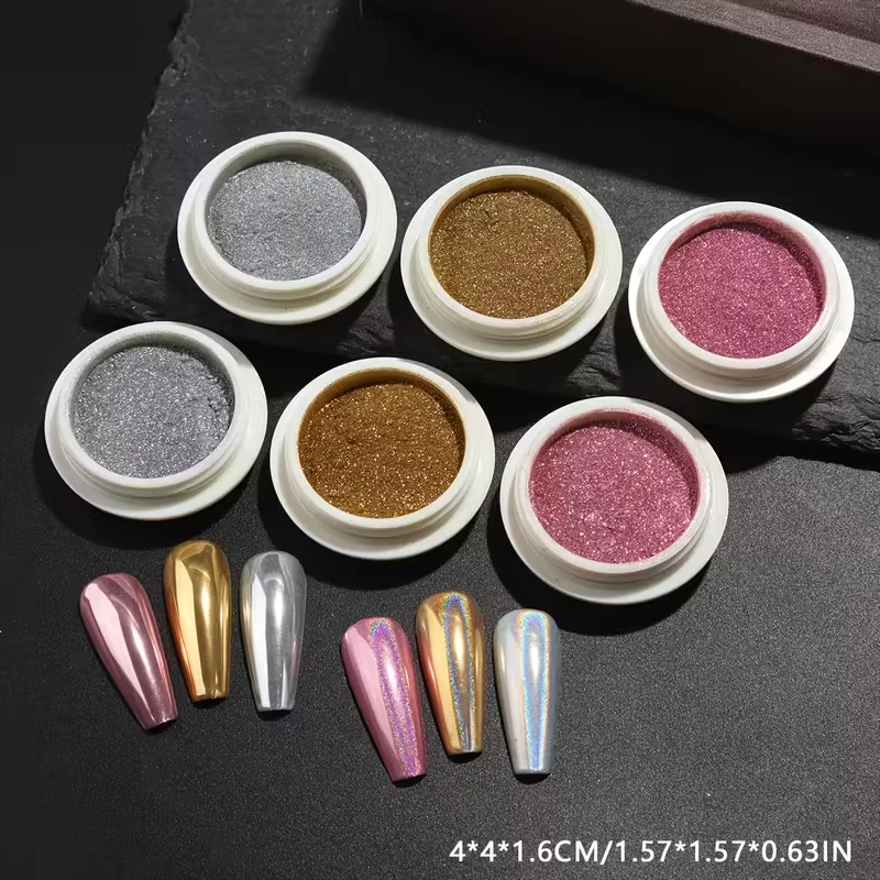 Polvere colorata per specchio magico laser 6 pezzi Set 6 colori unici adatti per set manicure gratuito da donna Glitter per unghie Natale Hallow