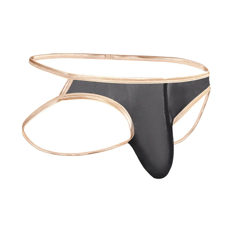 

Mesh Ultra-thin Men Underwear Ice Silk Breathable G-string And Thong Quick Dry Seamless Back Open Panties Sexy T-back Underpants