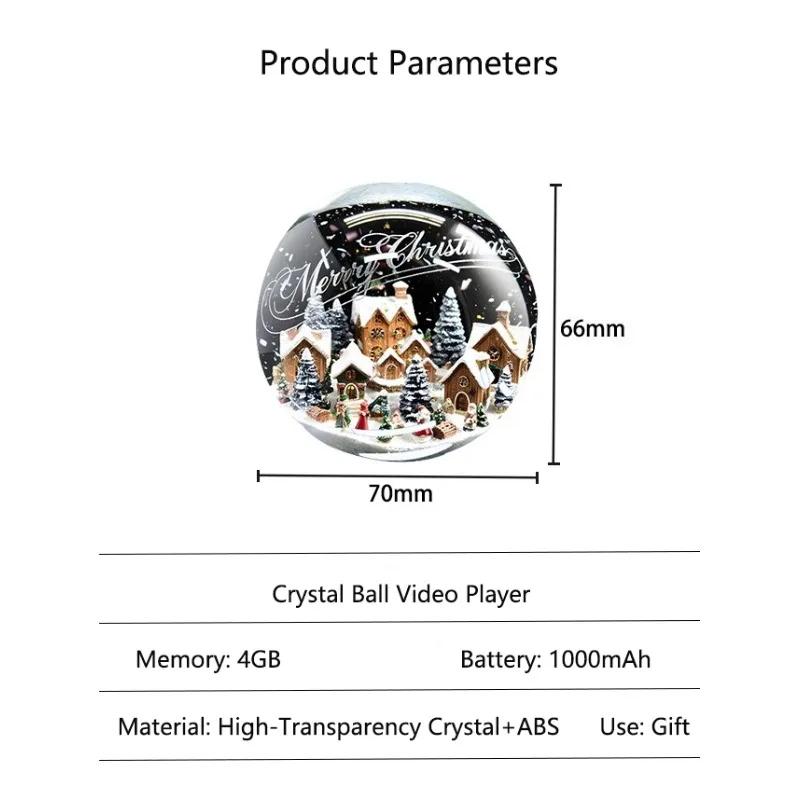 2026 Latest Playable Crystal Memory Ball Digital Personalized Crystal Ball Video with Electronic Display