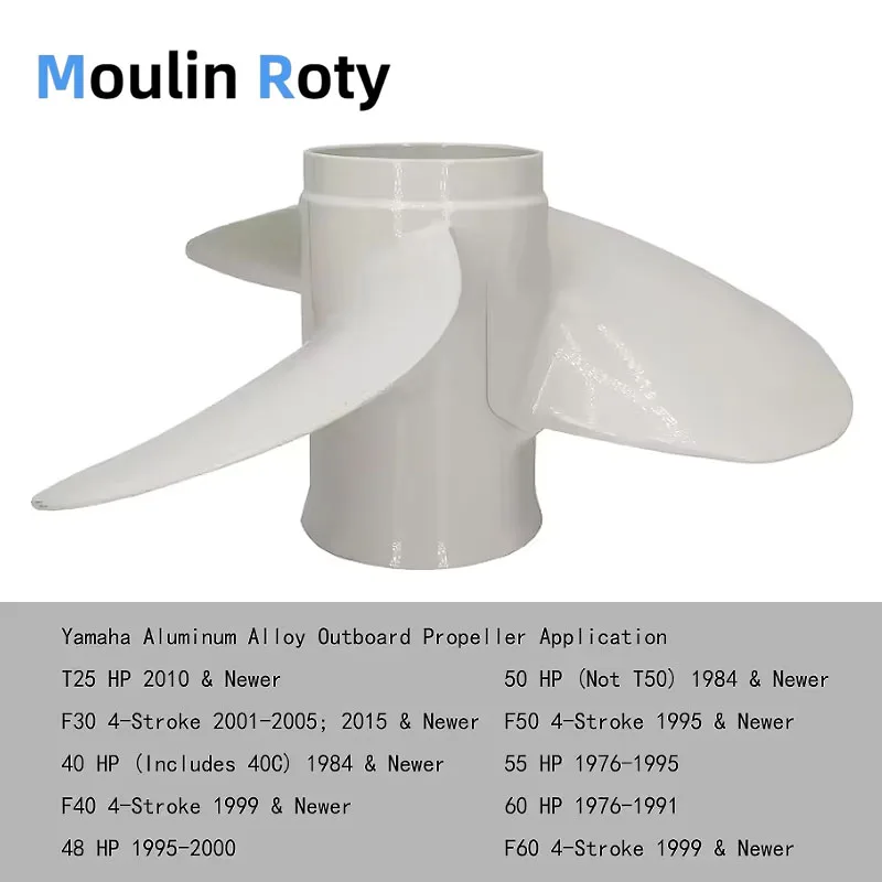 Suitable for Yamaha Outboard Propeller 11 3/4X10, 40 50 60 Hp, 3 Blades, 13 Grooves, Right-Hand Rotation, White Aluminum Alloy Screws 663-45954-01