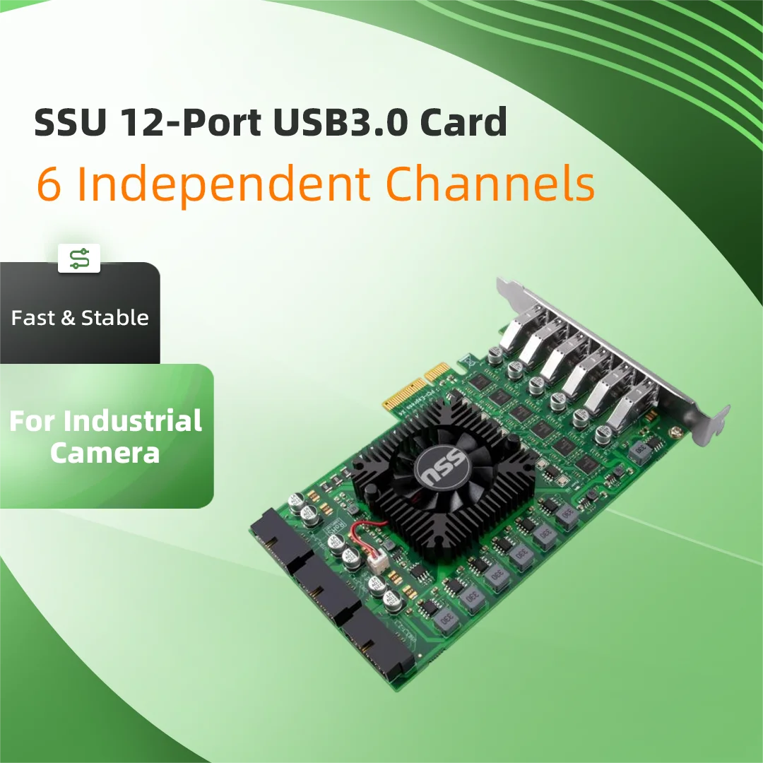 PCI-E to 19Pin USB3.0 Expansion Card Independent 6 Channel 12 Port PCIE USB3.0 Adapter Card for Industrial Camera Video Capture