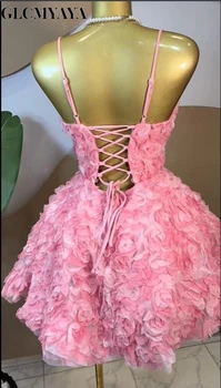 CM.YAYA Women Rose Floral Spaghetti Strap Lace Up Back Midi Mini A-line Dress 2026 Street Birthday Party Dresses Trendy Vestidos 3