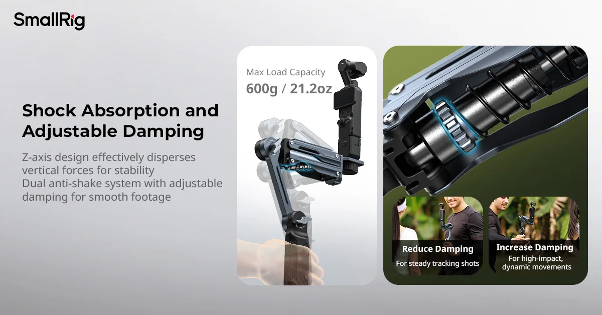 SmallRig Handgehaltener Stoßdämpfer für DJI Osmo Pocket 3/4, für GoPro HERO13, für Insta360 X5/4/3 Hydraulisches Dämpfungssystem – Detail 3
