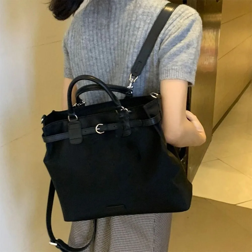 

High Quality French Nylon Shoulder Bag Leisure Solid Color Briefcase Backpack Fashion Commuting Tote Bag Handbag