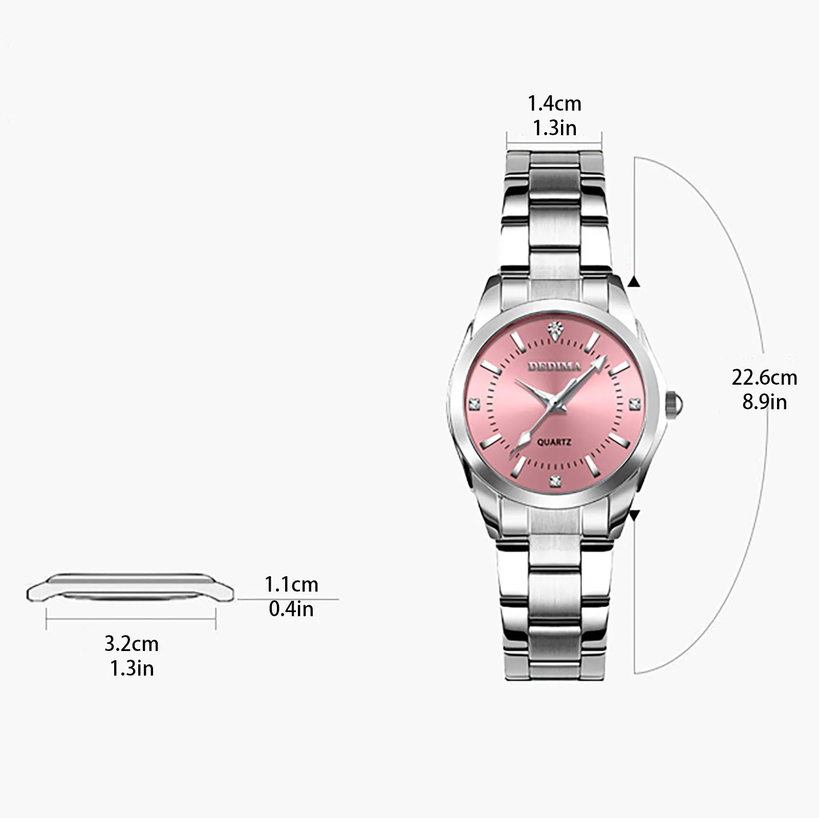 Relógio de pulso luxuoso para mulheres, relógio quartzo casual para senhoras, relógio feminino, moda