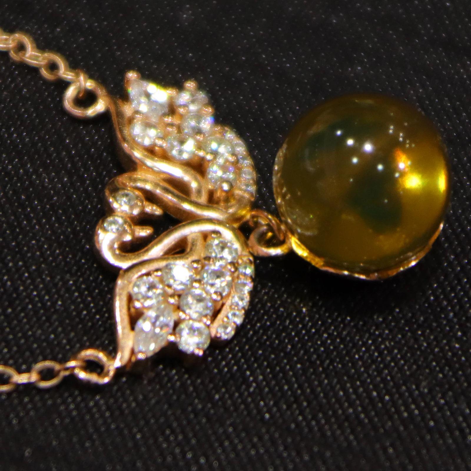 Pure Silver Natural Mexican Blue Amber Swan Pendant with 10mm Bead