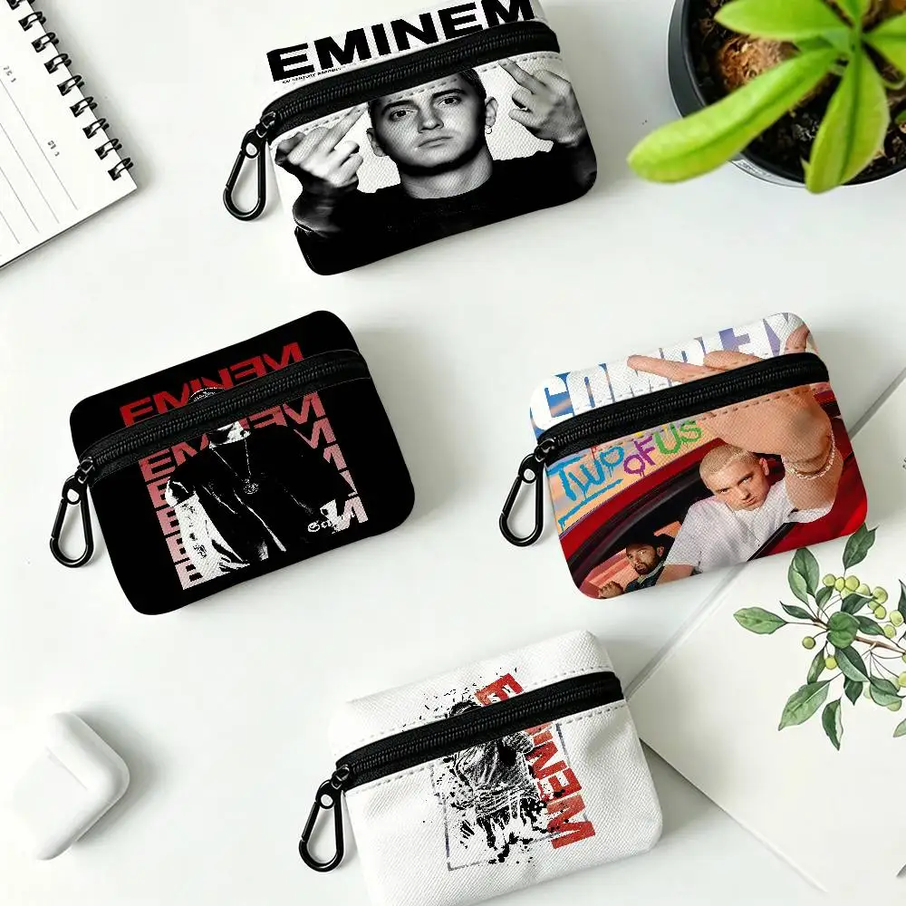 Super Rapper Eminems Multifunctional Oxford Cloth Small Pouch With Hook Mini Coin Wallet Earbud Storage Bag