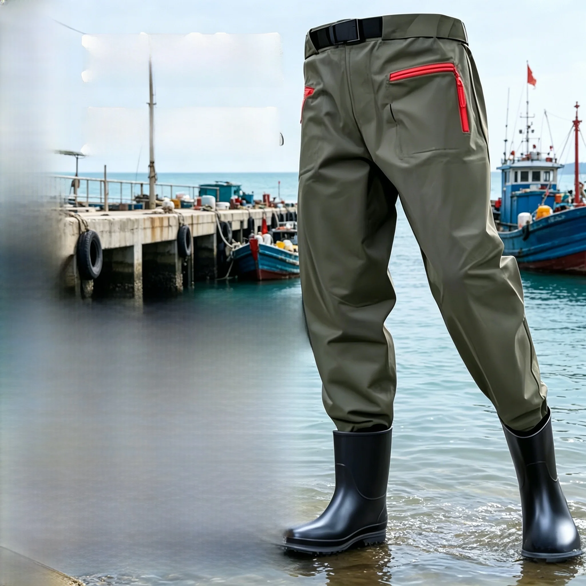 ultra-thin-thickened-waterproof-overalls-waist-length-fishing-rain-boots-half-body-full-nylon-wading-fishing-nylon-overall