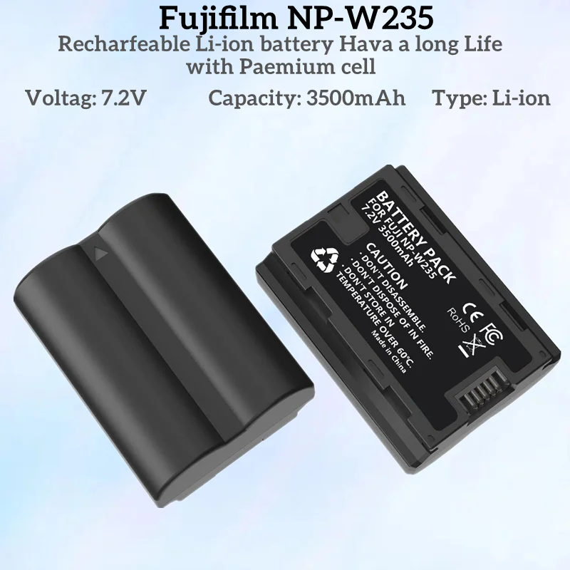 

1-5pacote7,2v3500mahpotência aakku for fujifilmNP-W235& compatible with fujifilmX-H2S, gfx 50s ii, gfx 100s, X-T4, and VG-XT4