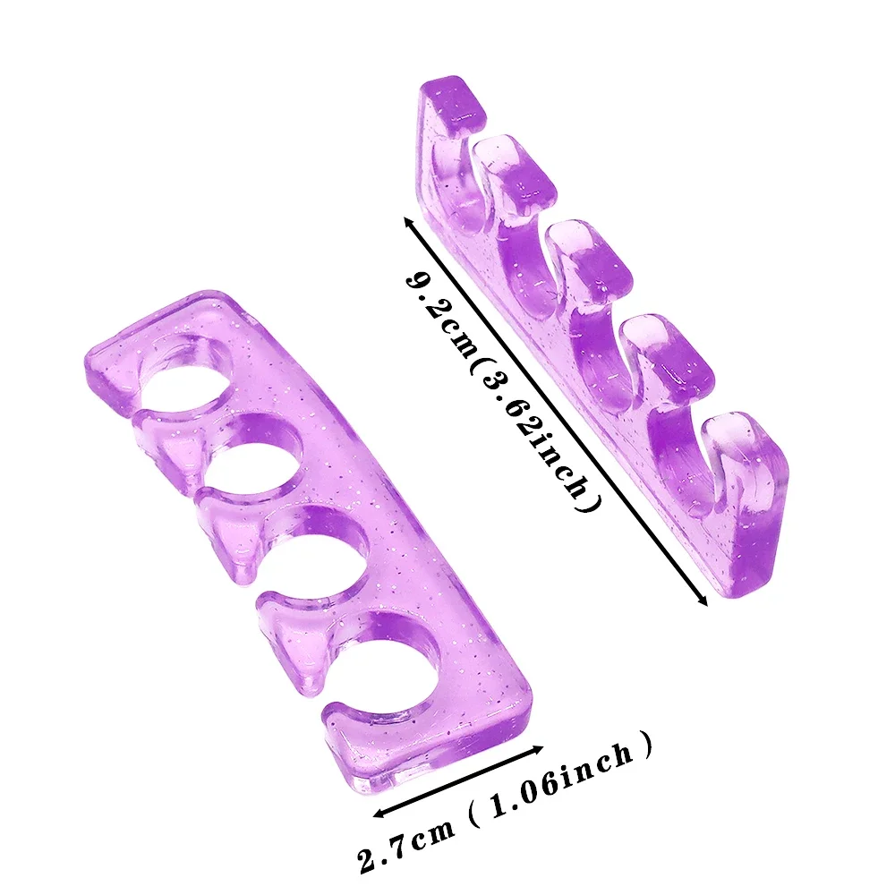 Separador de dedos de silicona suave, 2 par/bolsa, espaciador artístico Flexible para dedos del pie, separación de uñas encarnadas, dispositivo de tratamiento, corrección de dedos