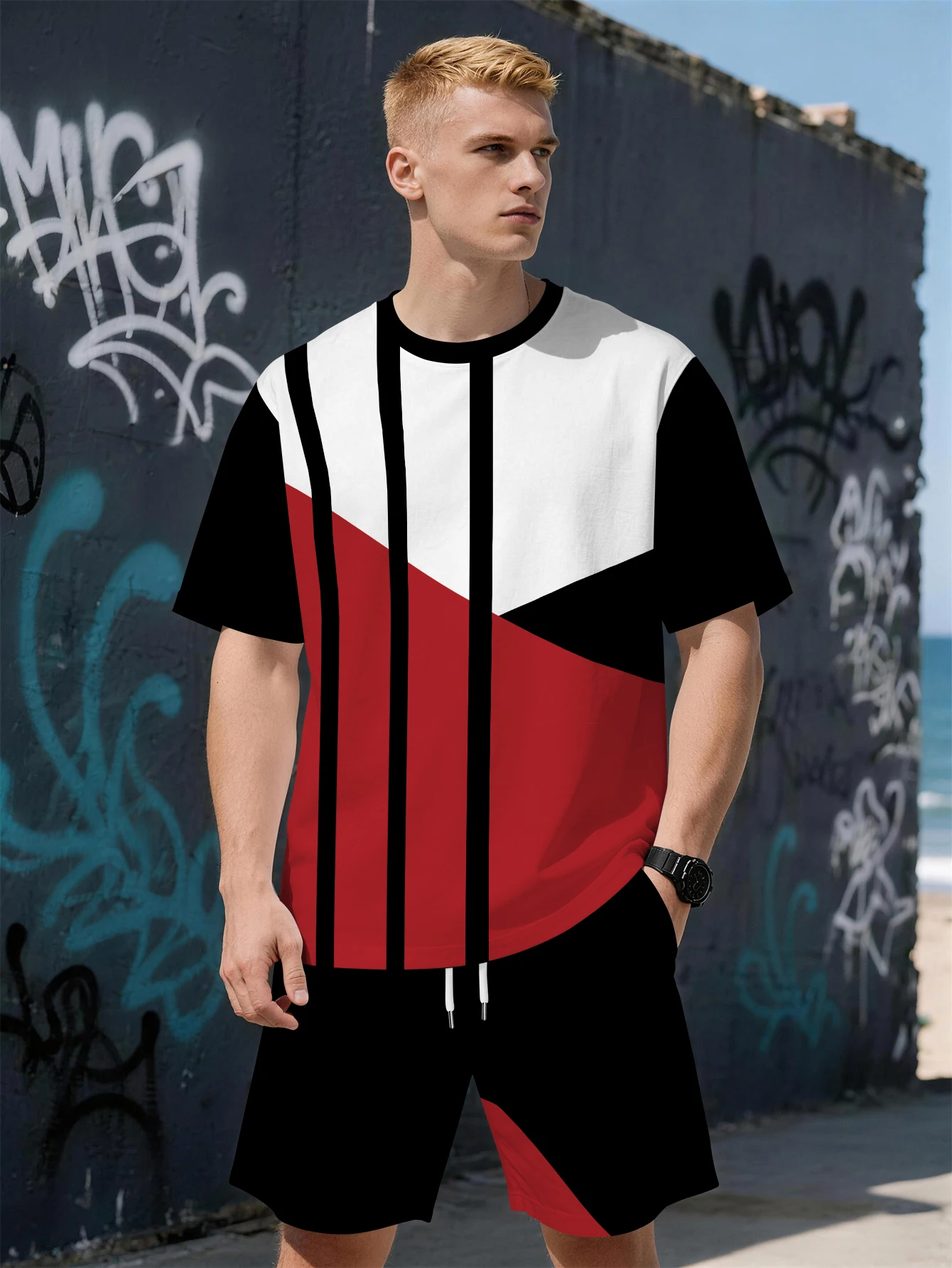 

2026 Summer Men's Suit with 3D Printed Pattern Breathable Lightweight Comfortable Fashionable and Outdoor Style Men's Clothing