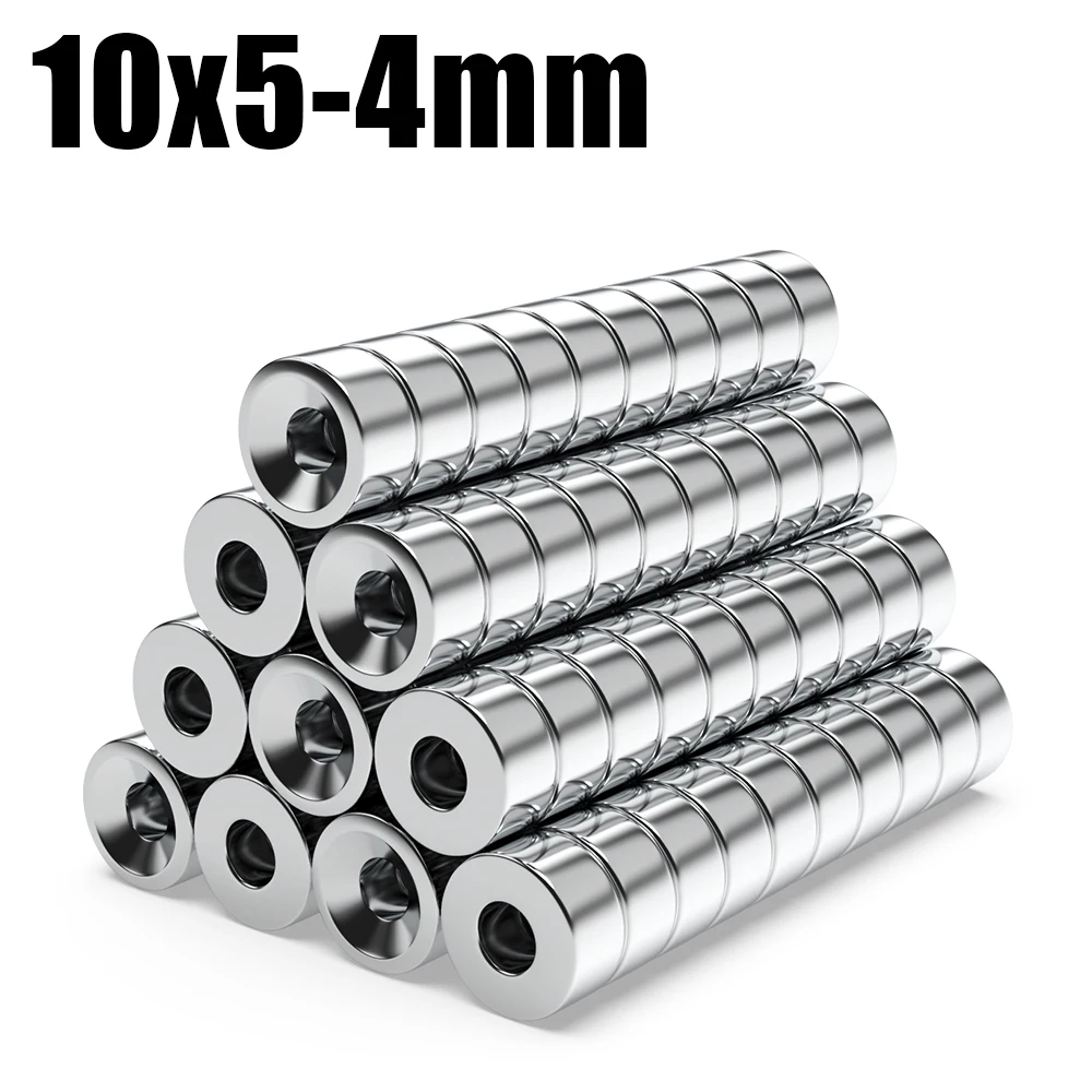 10/20/50/100Pcs N35 Super Strong Magnet 10mm X 5mm Hole 4mm Round Magnetic NdFeB Neodymium magnet Powerful Disc imanes with hole