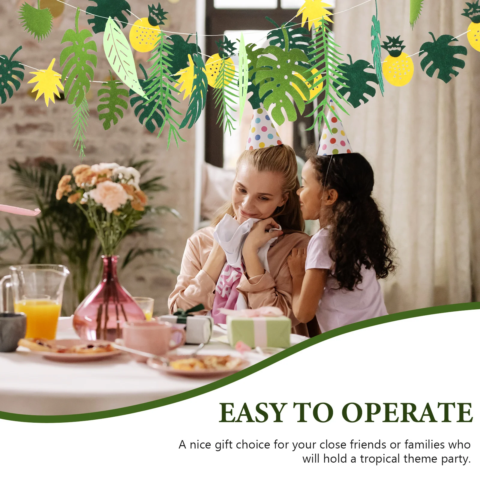 

1 set 1 Set Tropical Themed Palm Leaves Banner Felt Hanging Decor For Hawaiian Party Supplies Tropical Garland Party Decorations