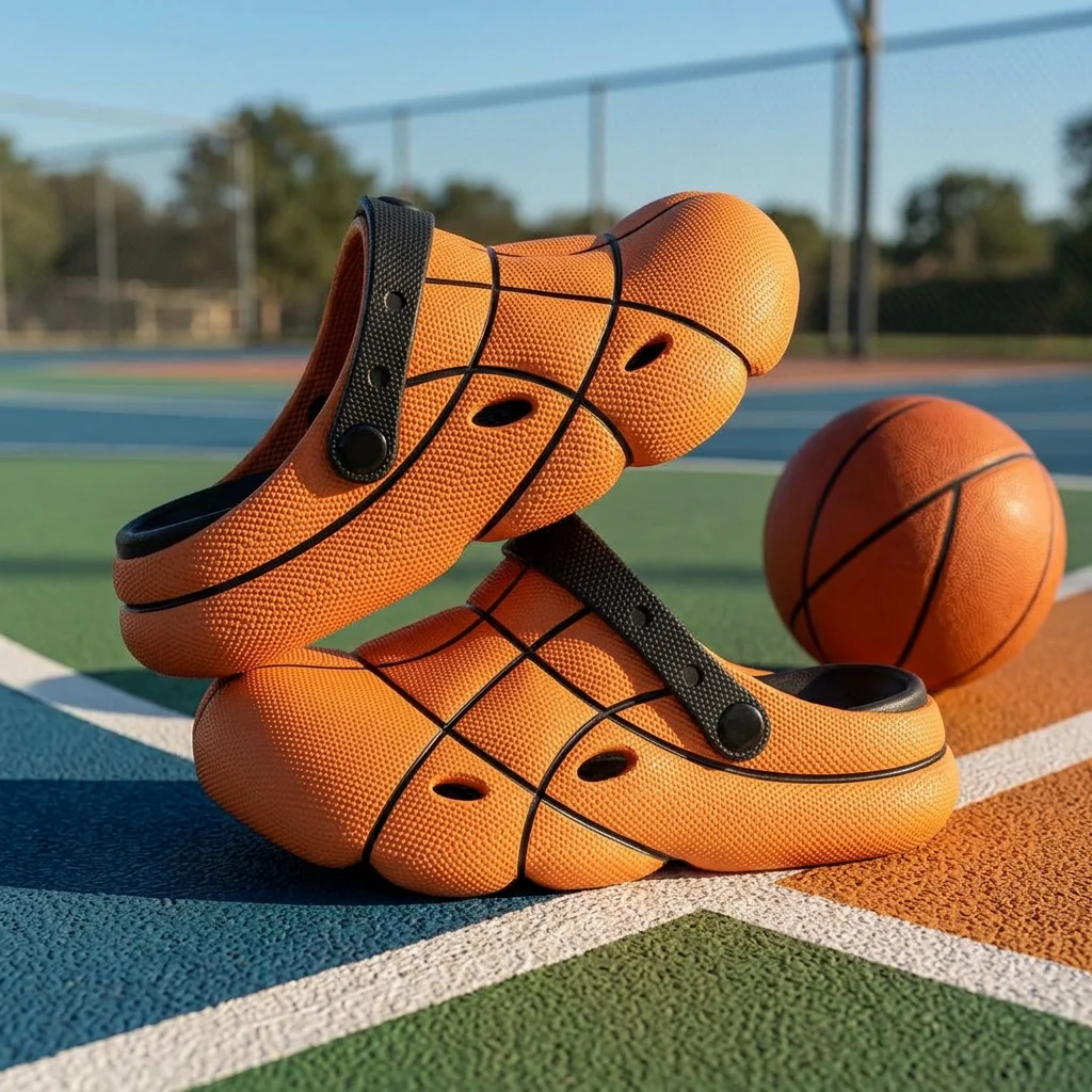 Sandalias de hombre con diseño de baloncesto, de doble uso, con suela gruesa de EVA, plataforma, deportivas, para playa, verano, zapatos de jardín, zuecos para hombre