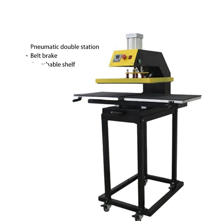 

Lanyard Heat Press Machine with Pneumatic Double Station and Belt Brake and Detachable Shelf
