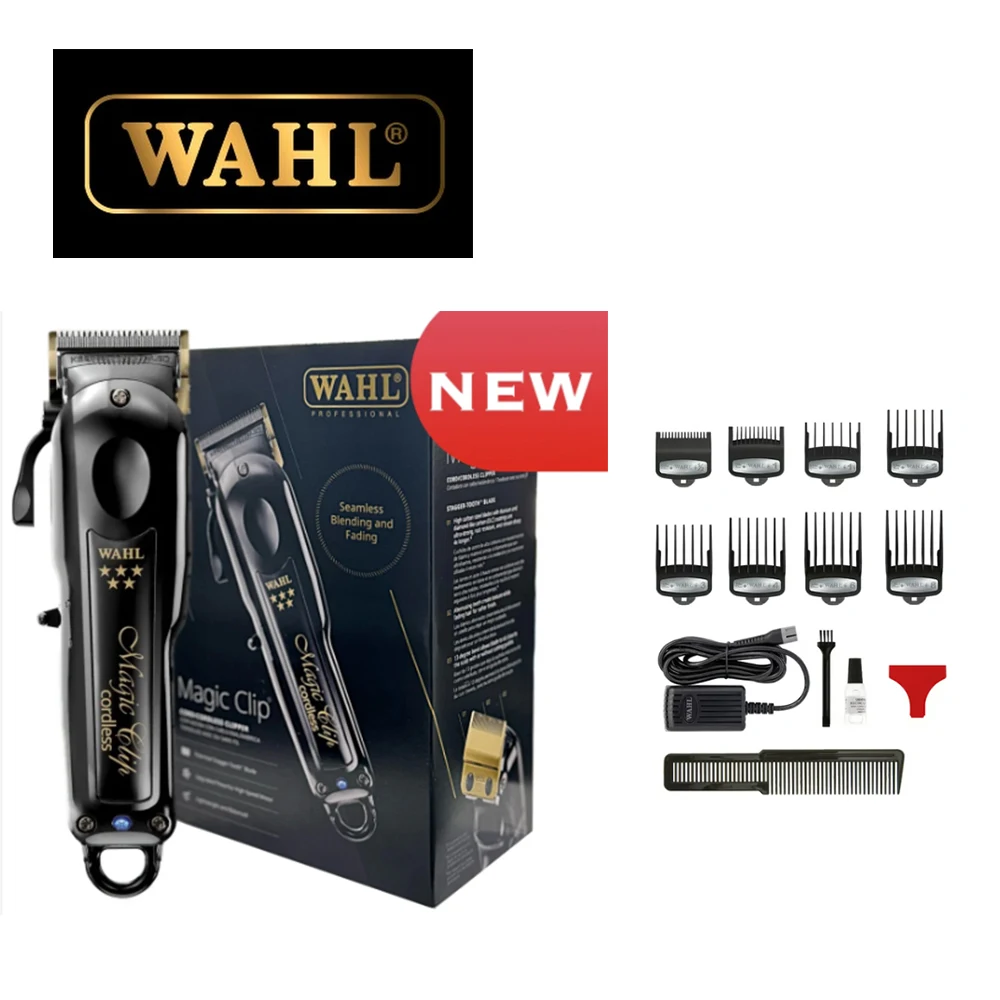 المهنية 5 نجوم اللاسلكي ماجيك كليب التفاصيل لي الذهب، واهل قسط الأسود الحلاق كومبو كيت مع شفرات طلاء التيتانيوم DLC