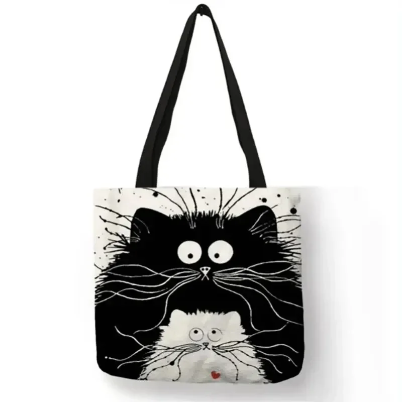 Canvas Bag High-Definition Digital Printed Shopping Bag Cat Pattern Environmentally Friendly And Portable Linen Bag image 5