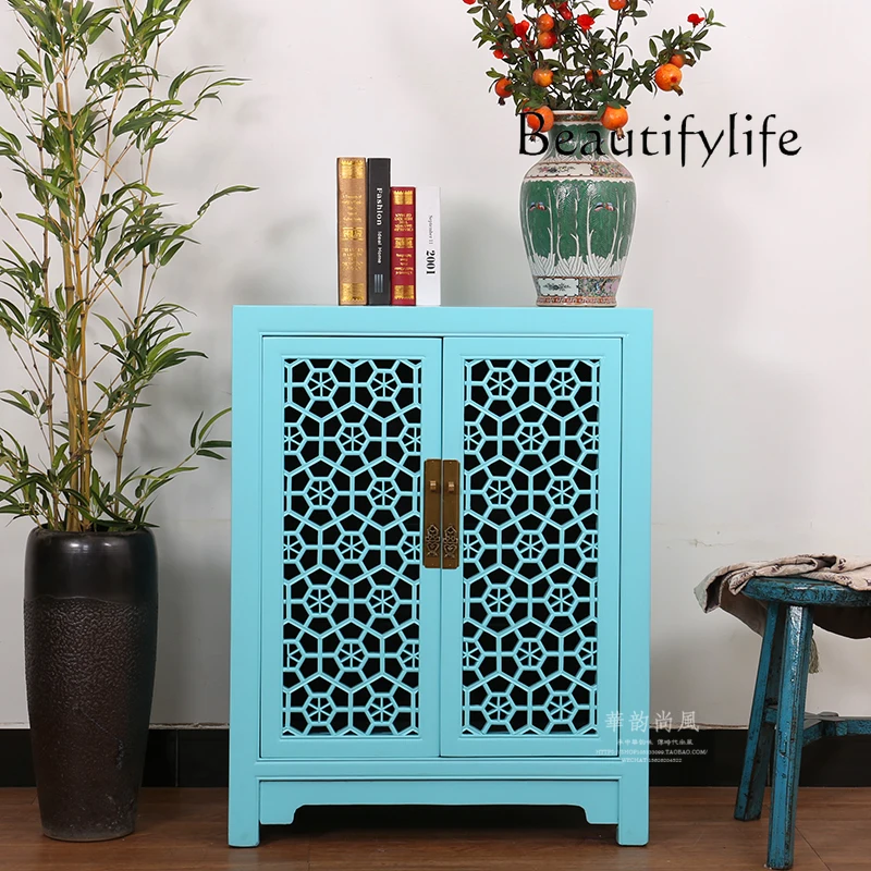 

Nordic Antique Style Solid Wood Painted Lacquer Shoe Cabinet Household Minimalist Storage Cabinet