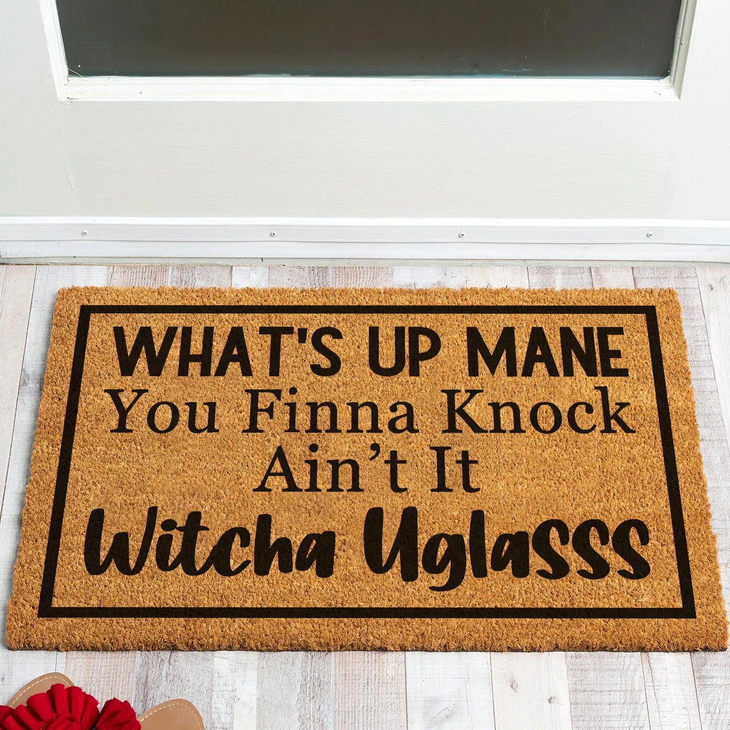 

Funny Coir Doormat Whats Up Mane You Finna Knock Ain't It Welcome Front Porch Decor Doormat For The Entrance Way Personalized