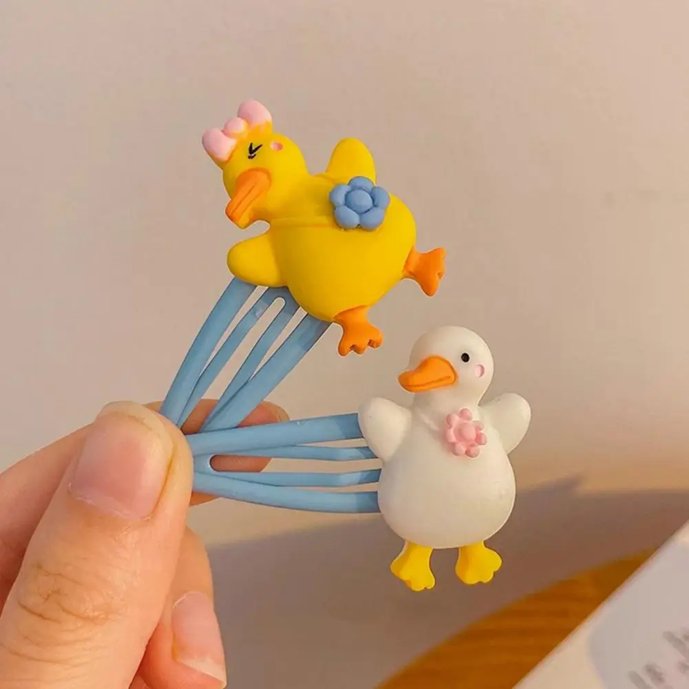 Duck Design Hair Tie Yellow Duck Hair Pin Adorable Duck Themed Hair Accessories Set 2pcs Cartoon Yellow Decor Pin for Girls