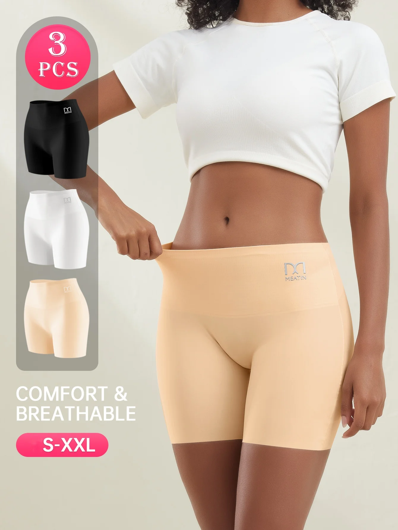 

3Pcs/Set Women's High Waist Boxer Briefs Women's Tummy Control Briefs Simple and Stylish Boxer Briefs for Daily Wear and Sports