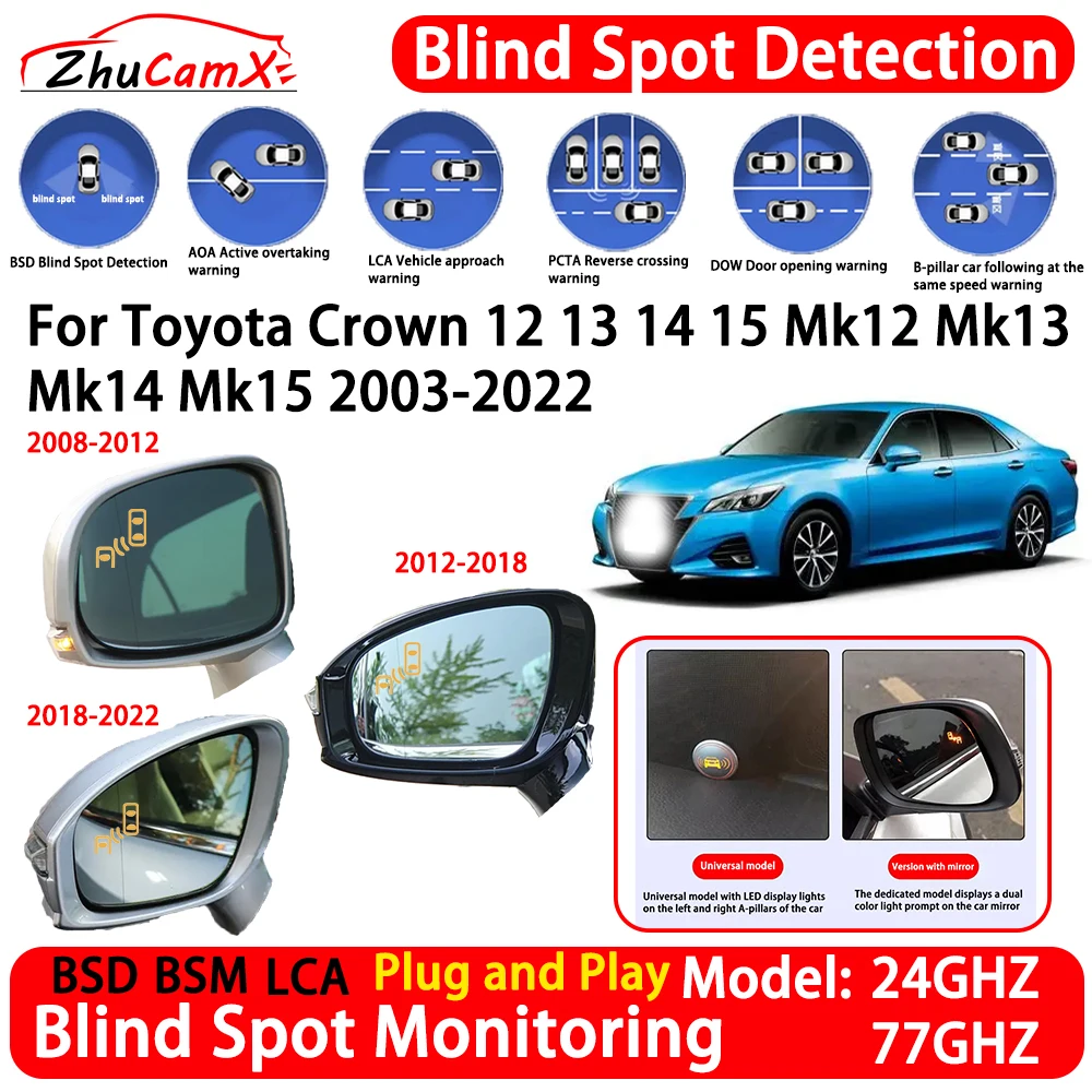 for Toyota Crown 12 13 14 15 Mk12 Mk13 Mk14 Mk15 2003-2022 OEM Blind Spot Detection System Lane Change Assist RCTA Radar Alert