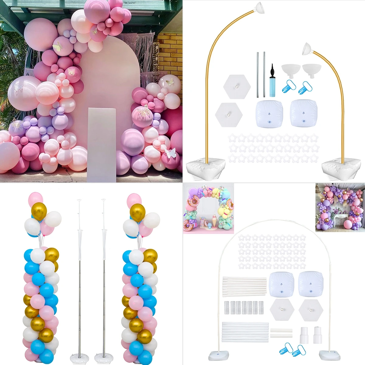 Balloon Arch Stand Birthday Party Decor Kids Adults Metal Balloons Column Kit Wedding Party Supplies Adjustable Half Circle Arch