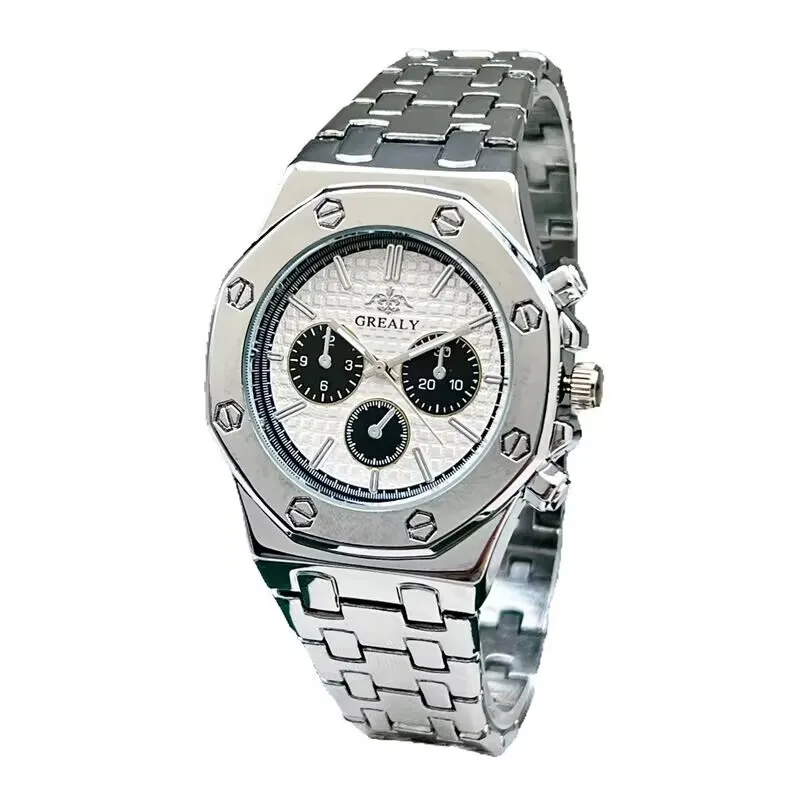 Men's Watch, Trendy Fashion Steel Belt Three-Eye Scale Quartz Watch - view 5