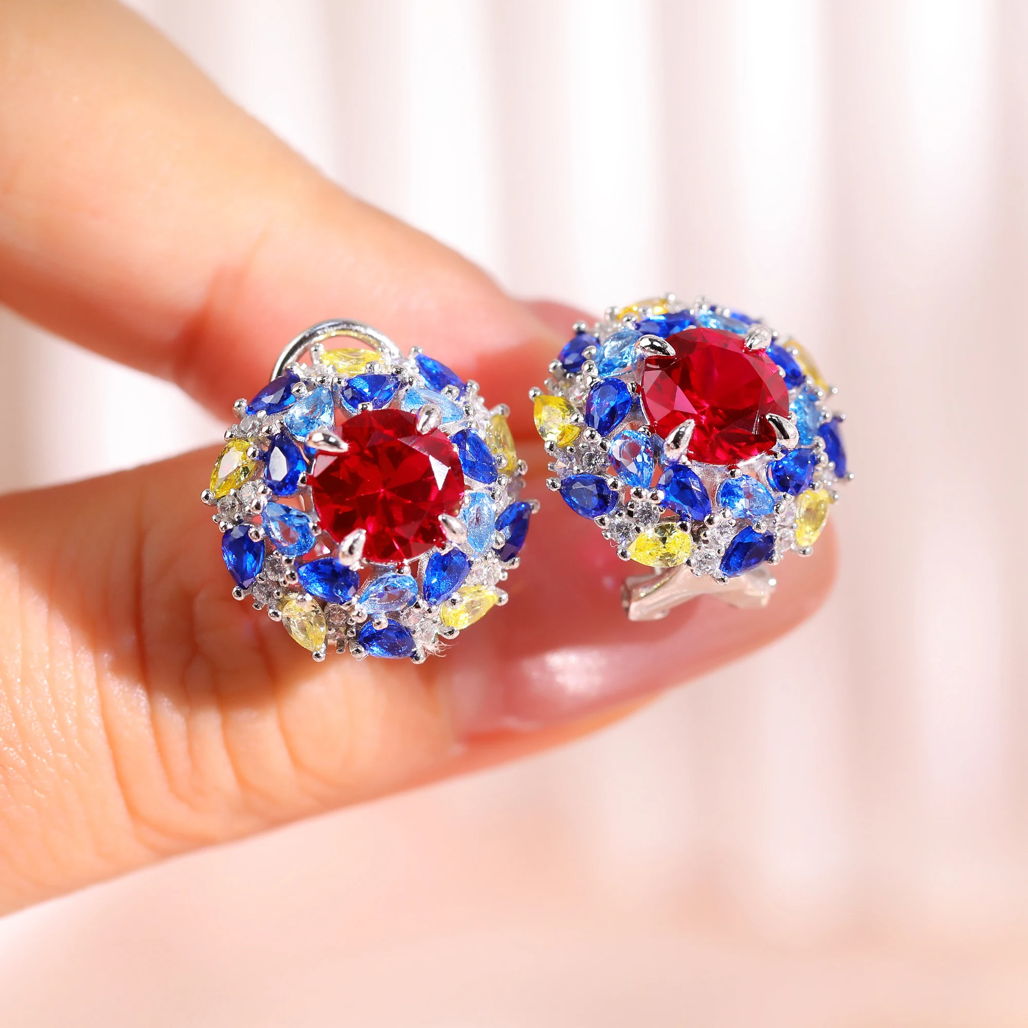 

Eme jewe2 Carat Ruby 925S Stud Earrings Suitable for Daily Wear Elegant Jewelry Accessory