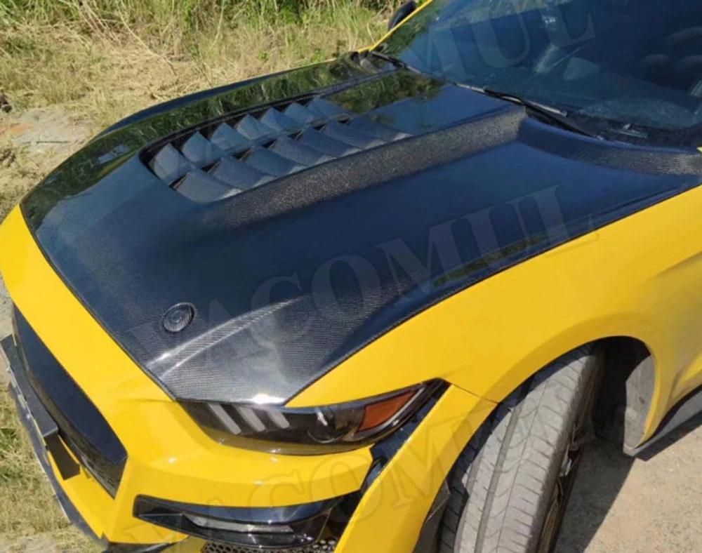 

JCYECF Carbon Fiber Car Front Engine Hood Outlet Grill Bonnet Cover for Ford Mustang Coupe Convertible 2 Door 2015-2017