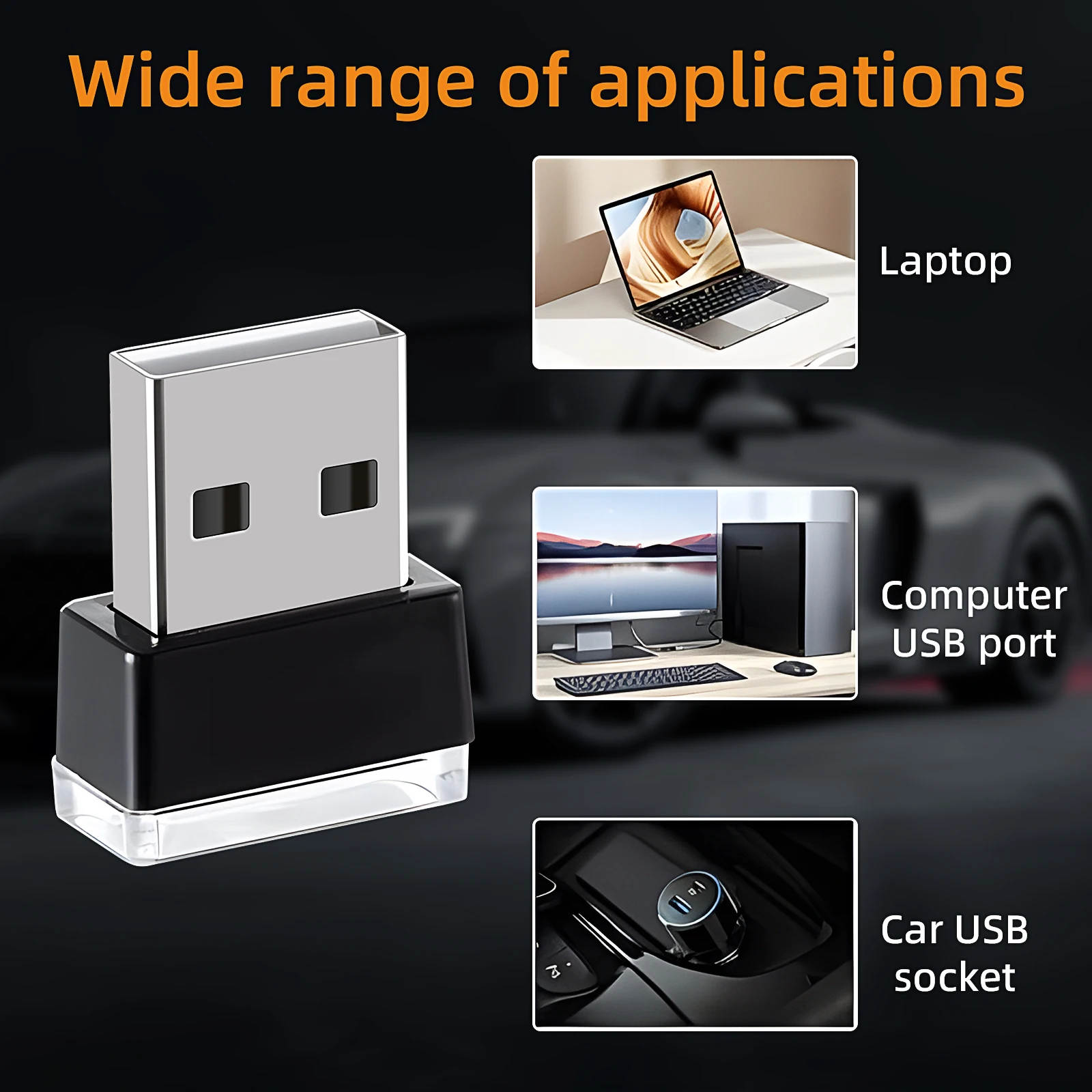 1 Pcs USB LED Car Interior Atmosphere Lamp Plug-in USB Decor Portable Auto Lighting Universal Interior Accessories for Most Cars