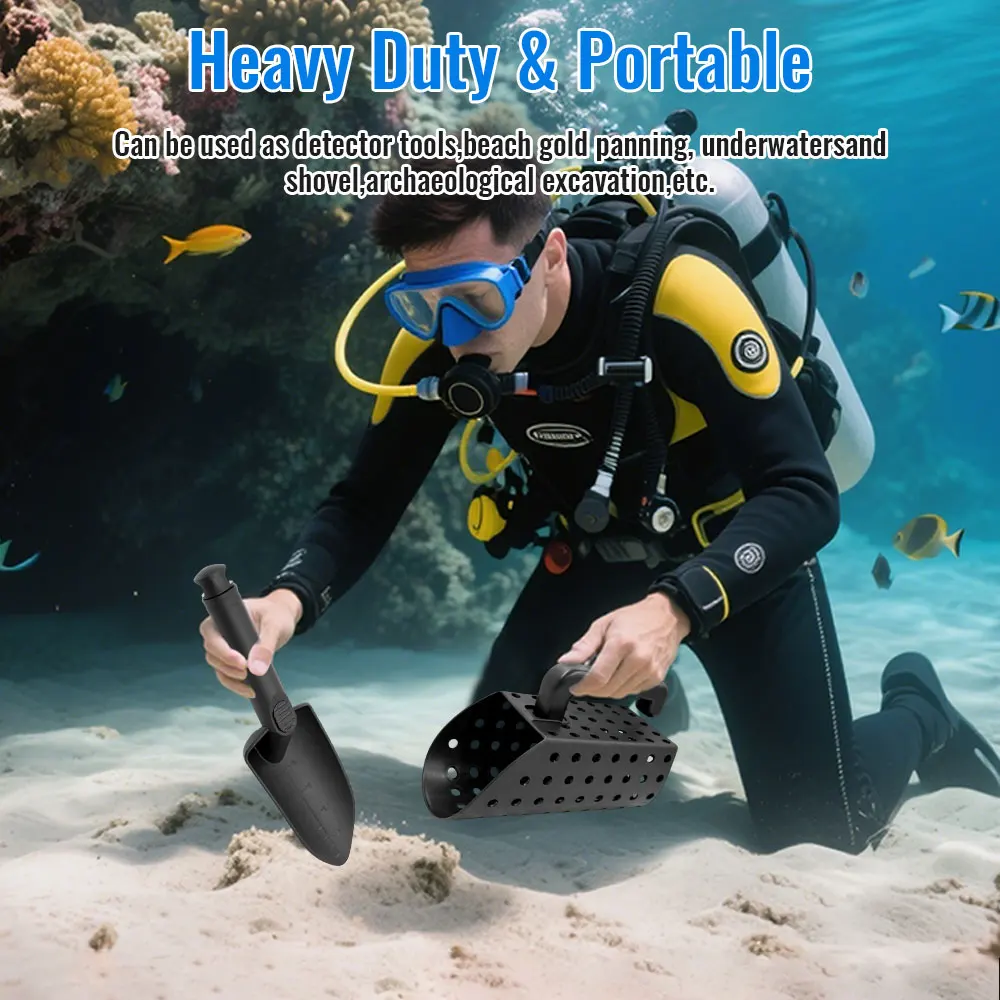 مجموعة أدوات الحفر ومغرفة الرمل للكشف عن المعادن للكشف عن المعادن تحت الأرض للكشف عن الكنز الذهبي