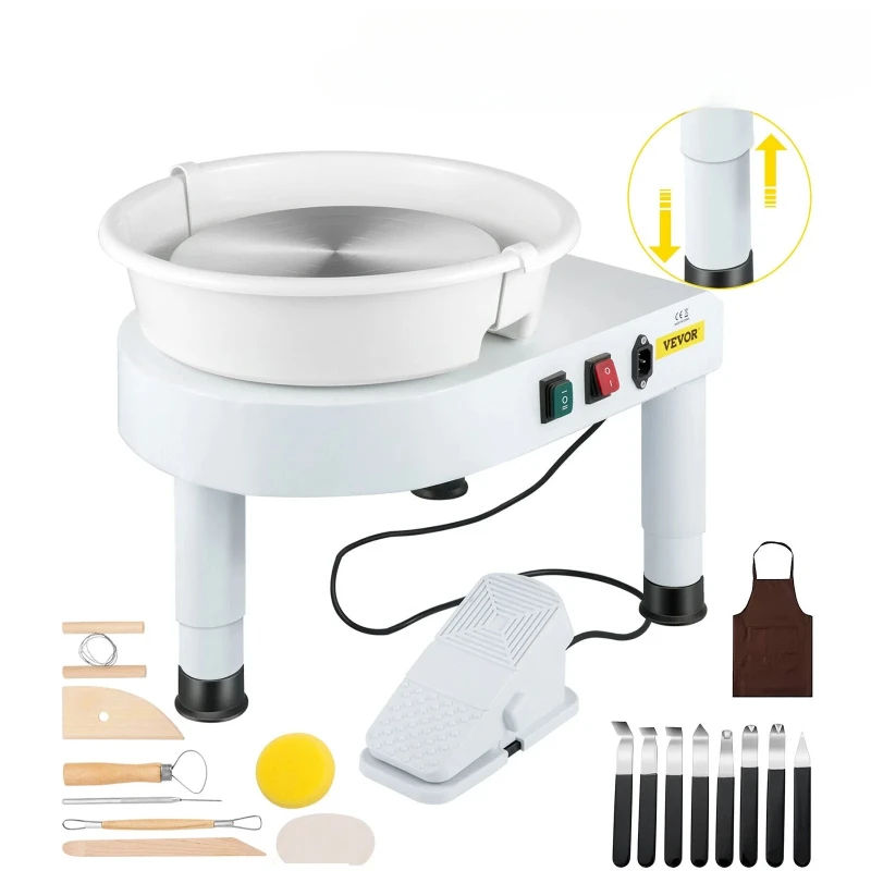 

Electric Pottery Wheel Machine 28CM 35CM Foot Pedal W/ Shaping Tools for School Ceramic Clay Working Forming DIY Art Craft