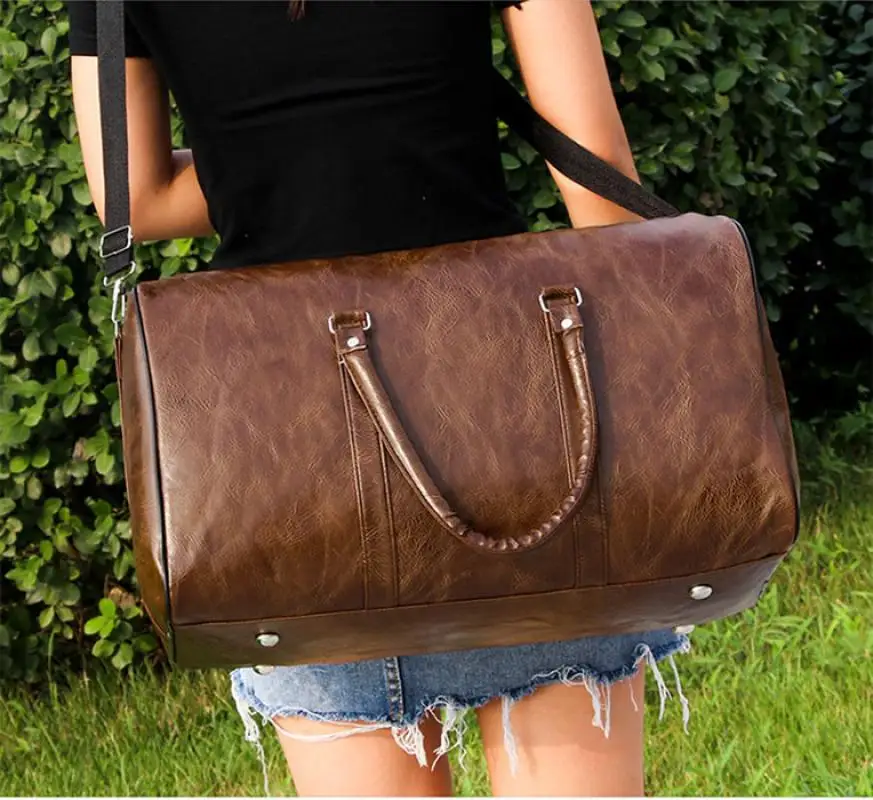 Bolsa de viagem para homens bolsa de ombro de couro do plutônio grande capacidade bolsa feminina duffle lazer novo crossbody saco pacote de esportes