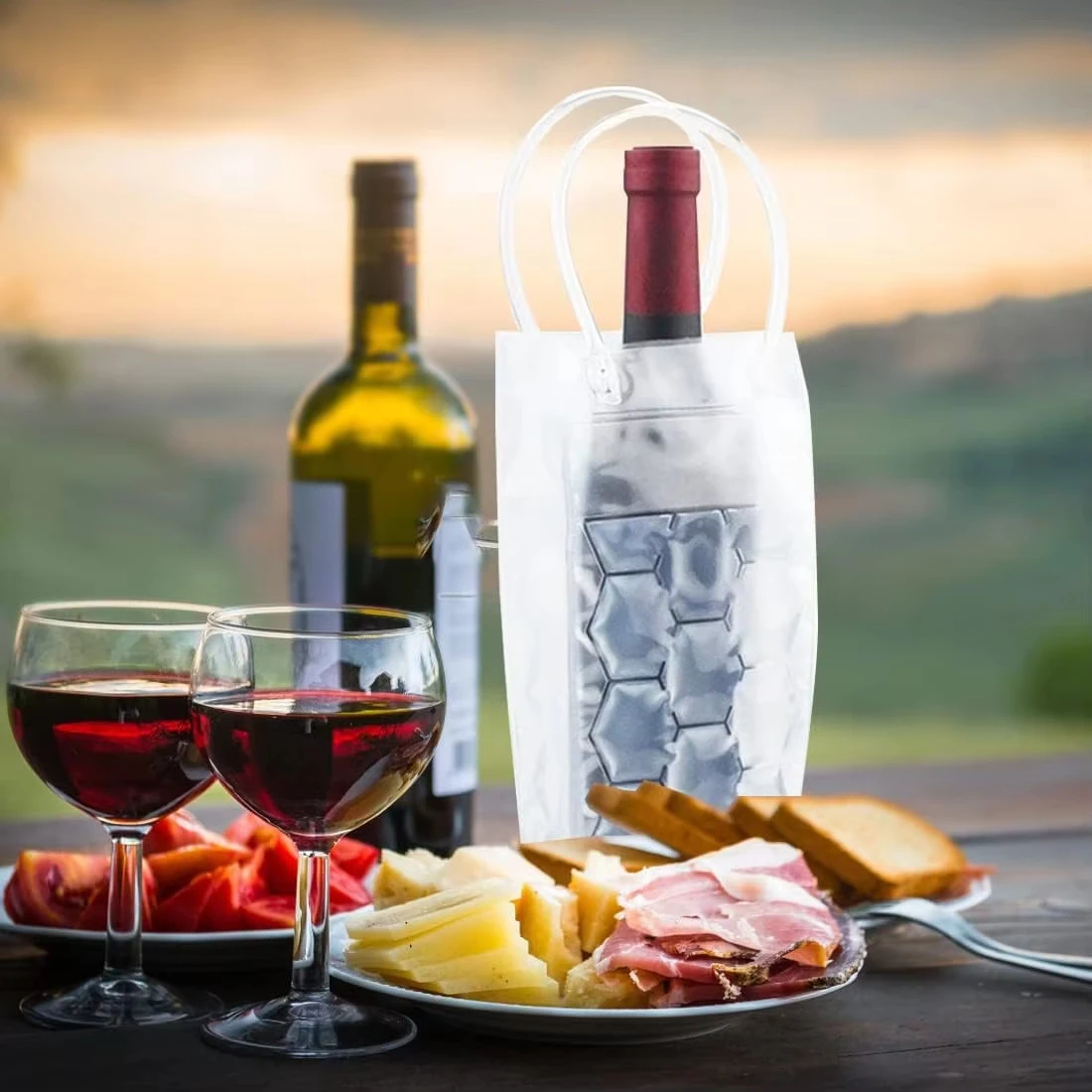 

Ice Bag Wine Beer Champagne Bucket Drink Bottle Cooler Chiller Foldable Carrier PVC Ice Wine Bag Picnic Ice Wine Utensils