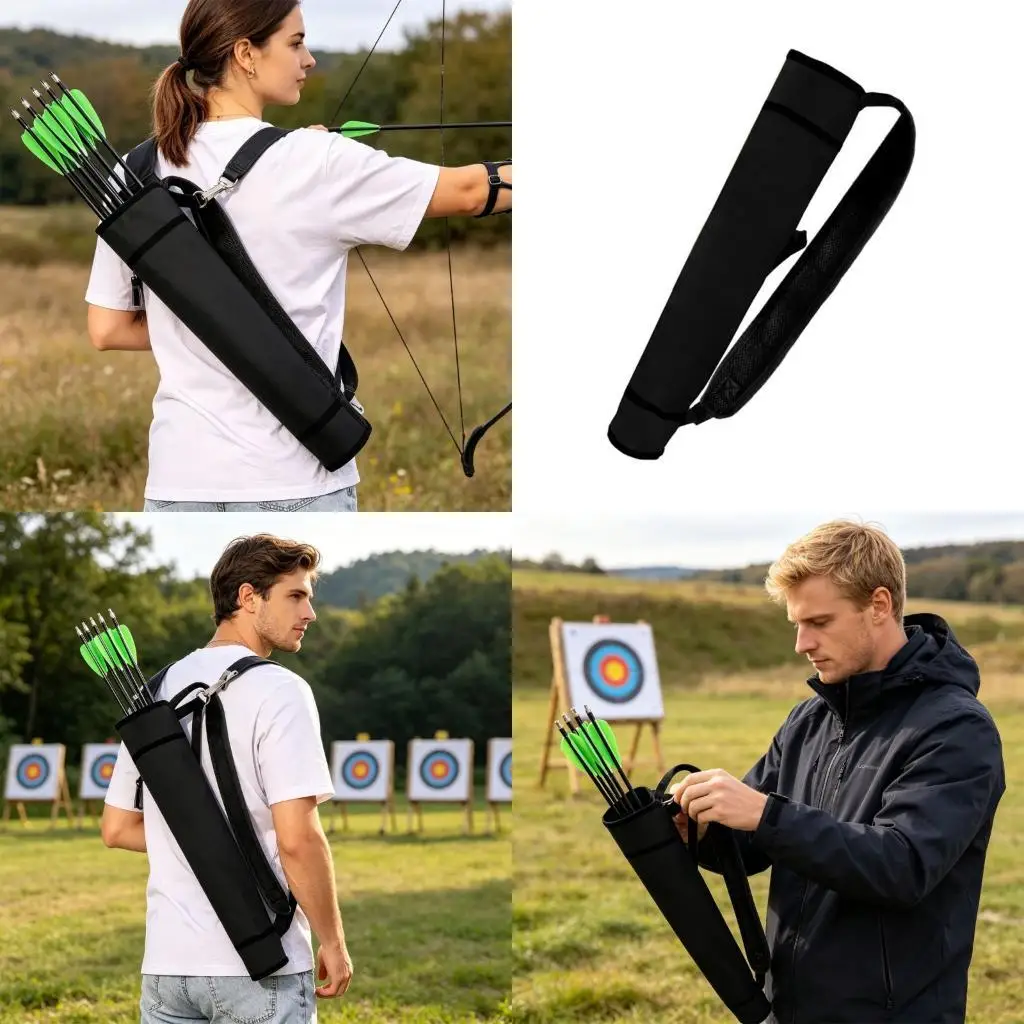Side Mount Belt Hanging Arrows Quiver Bag with Hook, Waist Mountable Design Arrows Pouches Archerys Arrows Quiver Holder 24BD
