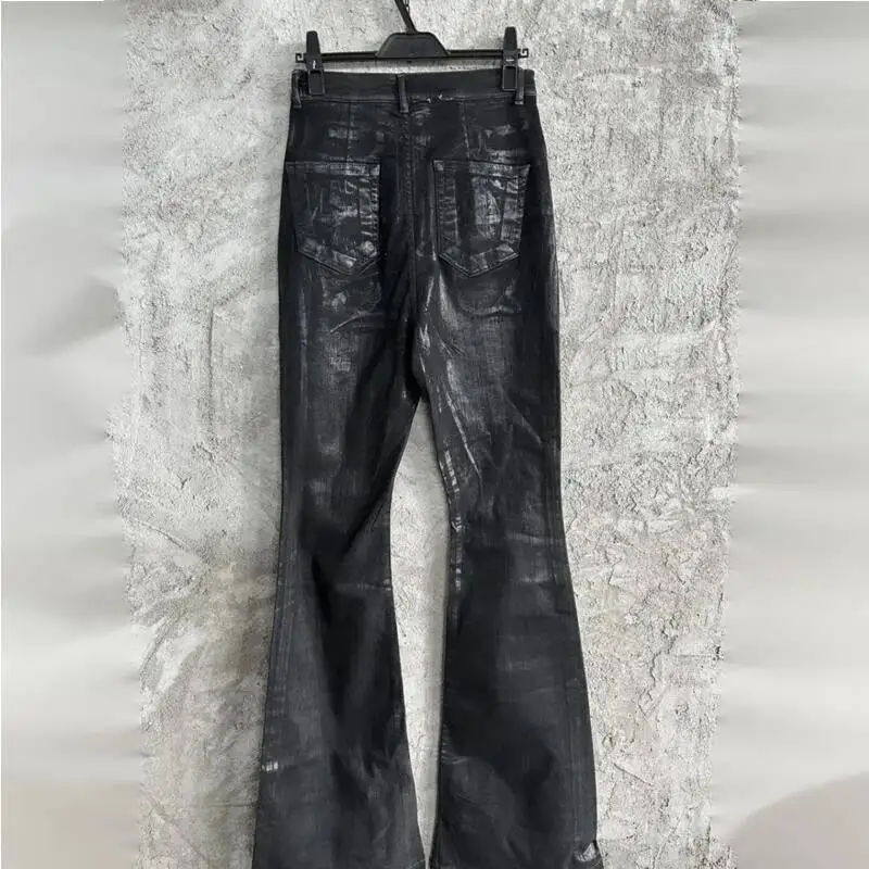 HKSH Primavera Autunno Uomo Dark RO Pantaloni in denim cerato con doppia cucitura High Street Punk Jeans elastici vintage svasati a gamba larga HK10422