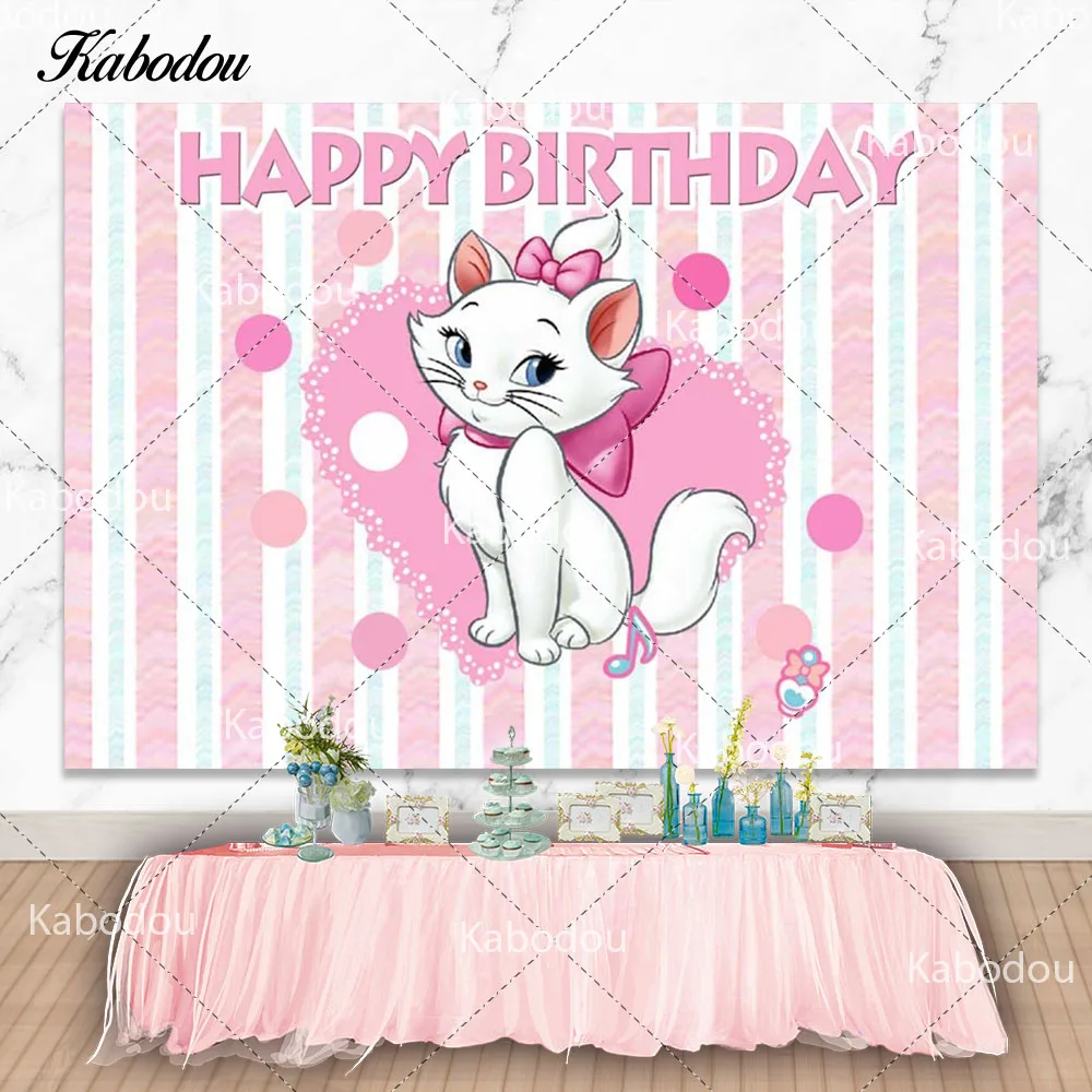 Marie Cat Aristocats Photo Backdrop Marie Cat Girls Birthday Party Baby Shower Photography Background Decor Props