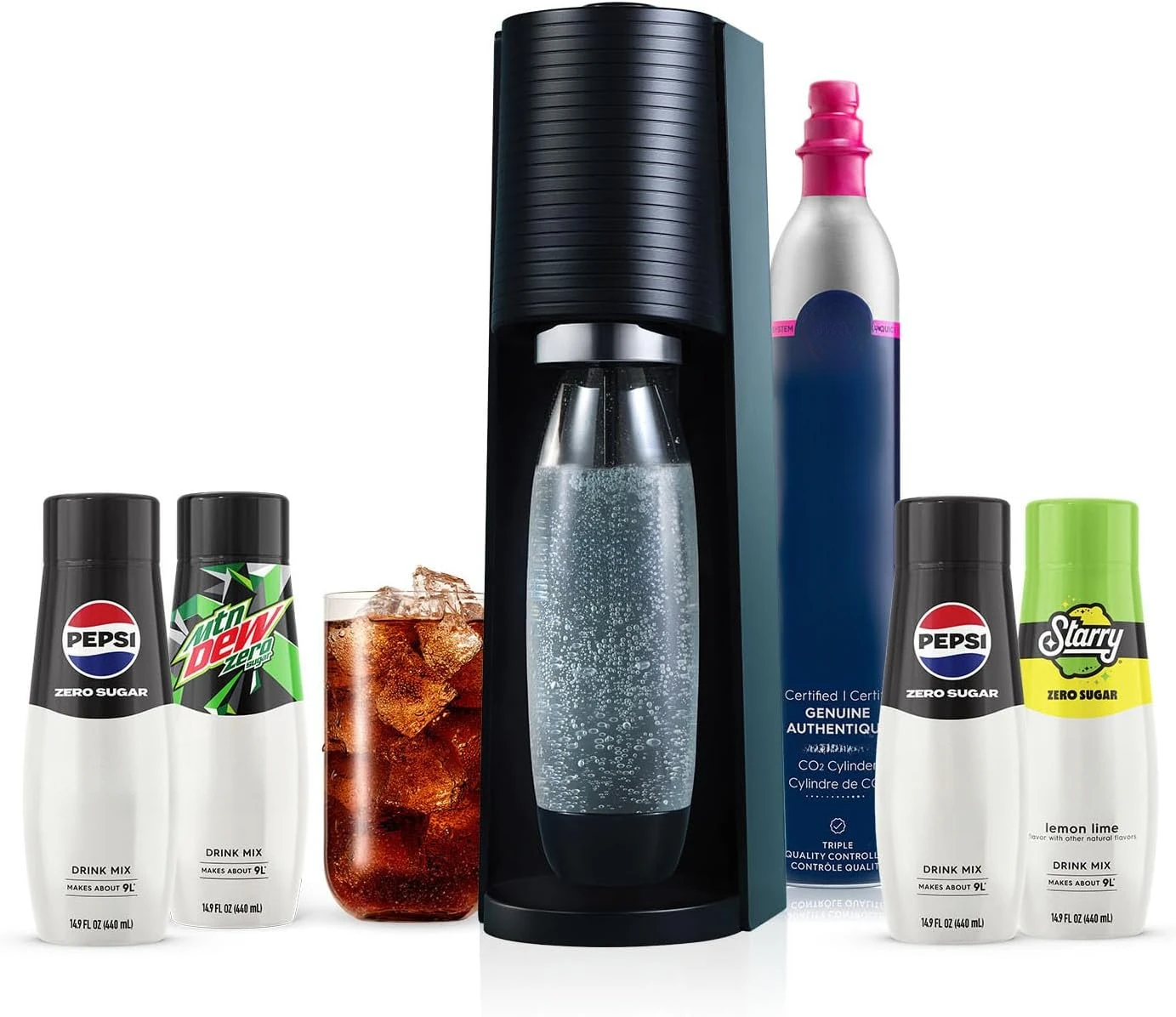 

Sparkling Water Maker Bundle in Black - includes CO2, Carbonating Bottle