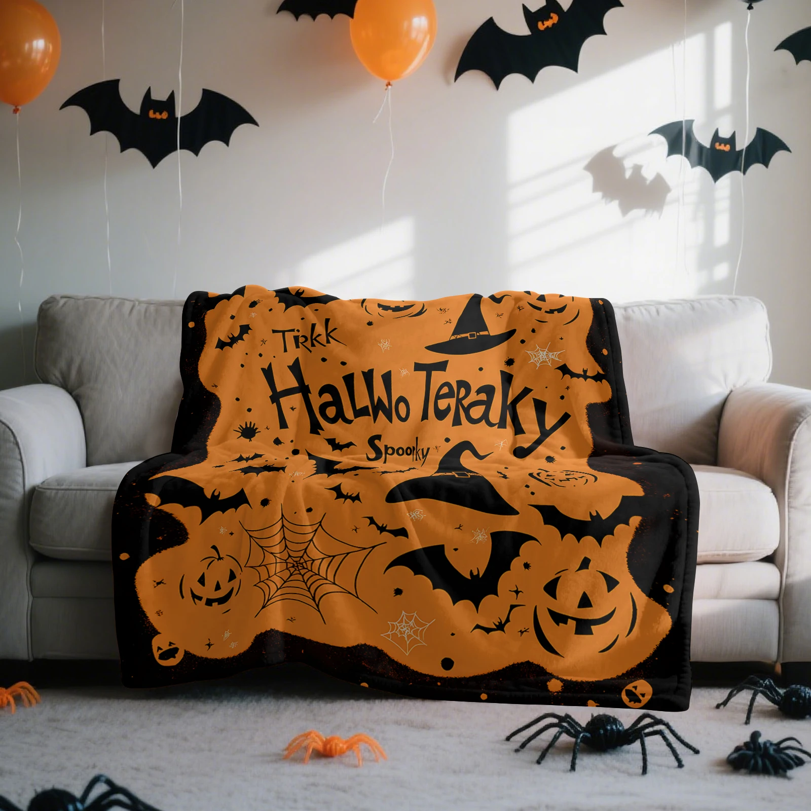 

Новое модное плюшевое одеяло 2025 года, мягкое и удобное роскошное одеяло с элементами Хэллоуина, плюшевое одеяло, подарок на Хэллоуин