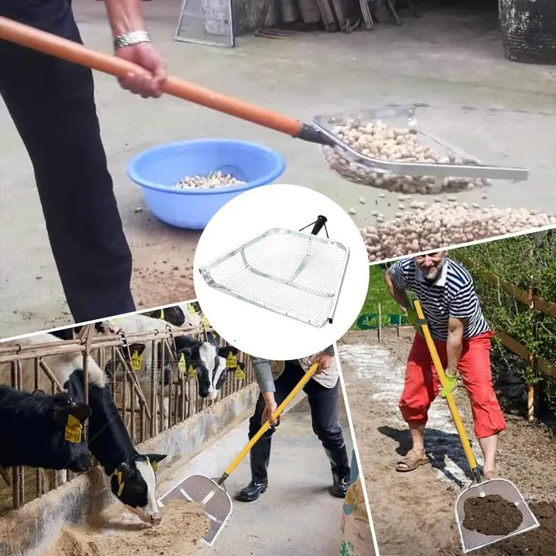 Sand Sifter Shovel Sturdy Stainless Steel Soil Sieve With Easy Grip Handle Ergonomic Harvest Strainer Collecting Tool for garden