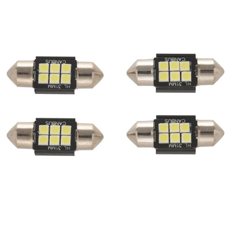 LED Bulbs Black Aluminum For Interior Car Lights License Plate Dome Map Door Courtesy 31Mm Festoon De3175 6428 Xenon White