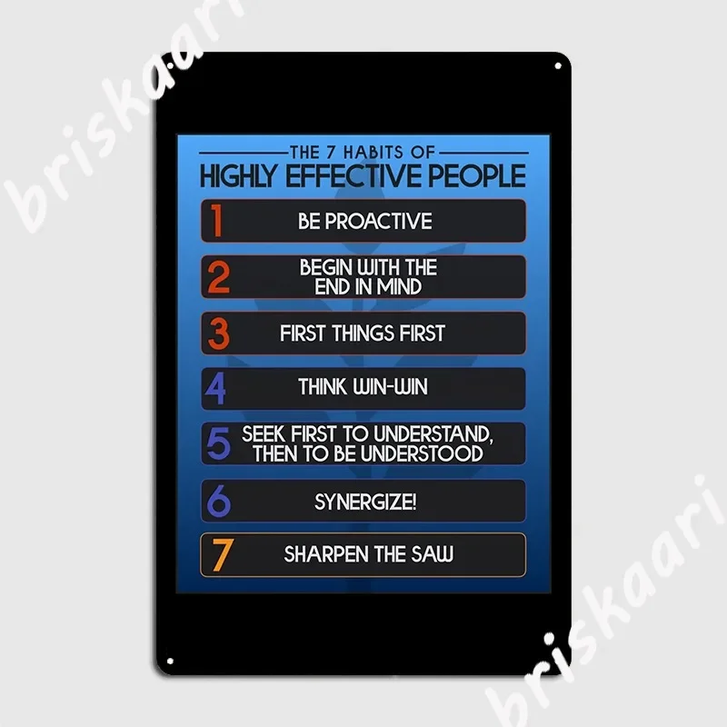 The 7 Habits Of Highly Effective People Motivation Metal Plaque Poster Poster Home Vintage Pub Tin Sign Poster