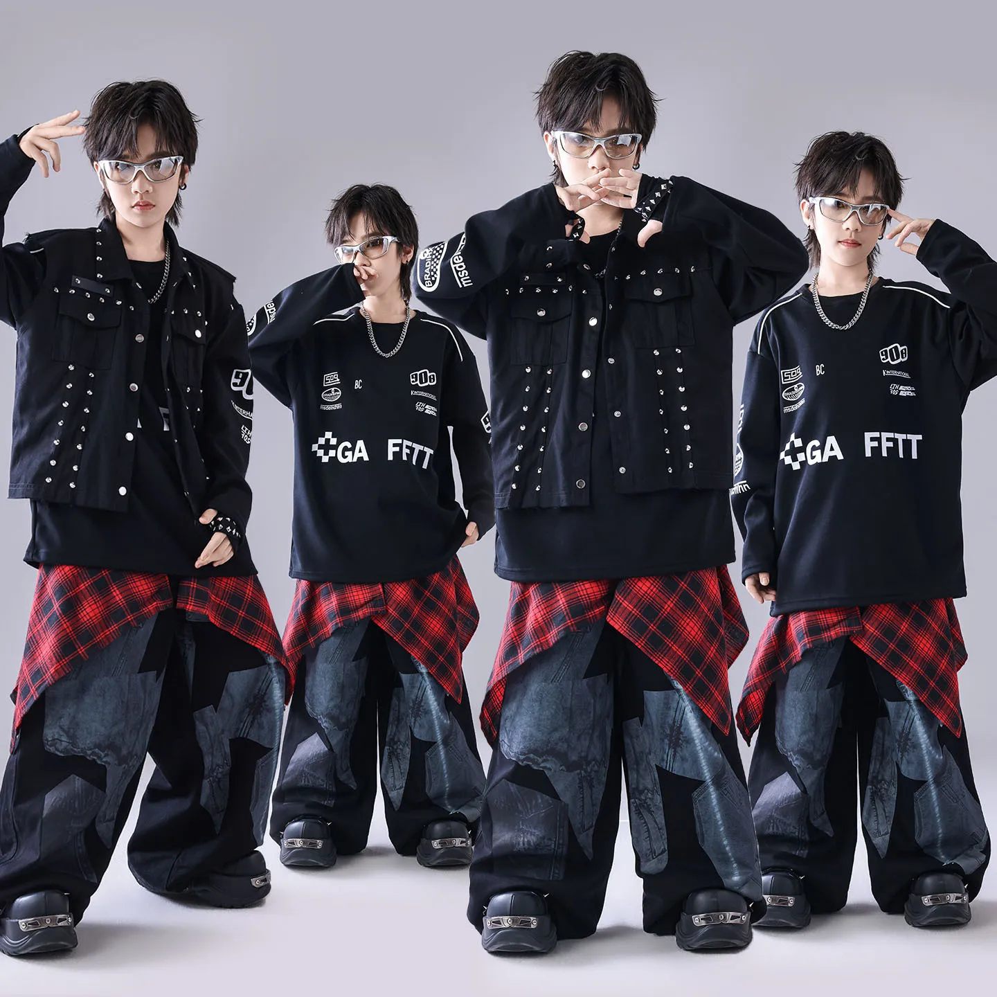 

Child Streetwear Hip Hop Outfit Boys Vest Black Sweatshirt Cargo Pants Girls K-pop Street Dance Clothes Sets Kids Jazz Costumes