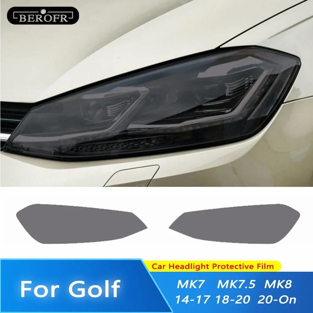 غشاء واقي للمصابيح الأمامية للسيارة ، ملصق شفاف من البولي يورثين الحراري لفولكس فاجن فولكس فاجن جولف 7 ، 8 ، MK7 ، MK7.5 ، MK8 ،-فاجن ، أسود